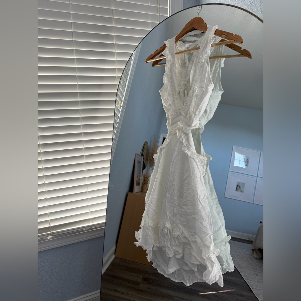 Altar'd State White Ruffled Cutout Dress